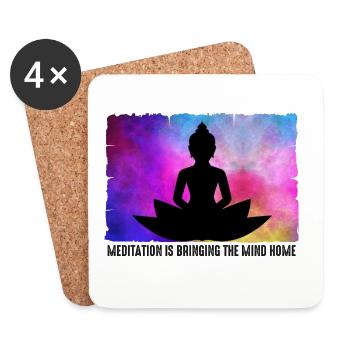 Meditation is bringing the mind home - Coasters (set of 4) - white - Front