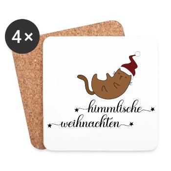 Geschenke zu Weihnachten für Katzenfreunde - Untersetzer (4er-Set) - Weiß - Vorne