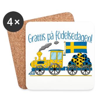 Grattis på födelsedagen Sweden Flag Football - Coasters (set of 4) - white - Front