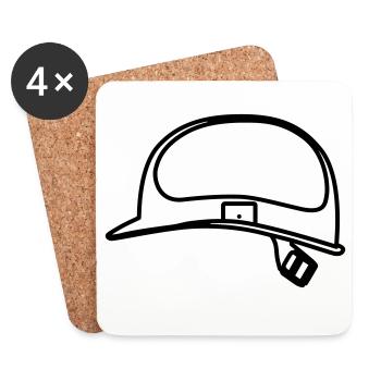 Helm Bauarbeiter Umriss Smybol - Untersetzer (4er-Set) - Weiß - Vorne