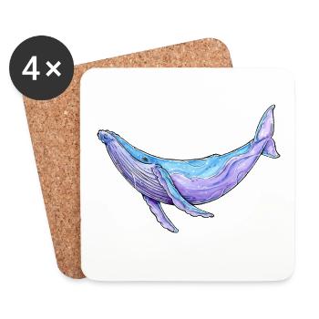 Humpback Whale Watercolor - Coasters (set of 4) - white - Front