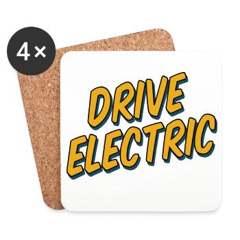 Drive Electric Supercharge - Elektro Auto Fans - Untersetzer (4er-Set) - Weiß - Vorne
