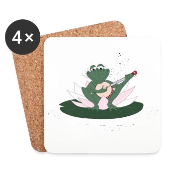 Banjo Frosch - Untersetzer (4er-Set) - Weiß - Vorne