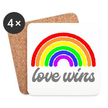 Love Wins Rainbow Love Graphic - Coasters (set of 4) - white - Front