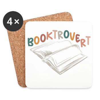 booktrovert book love retro books vintage reading - Coasters (set of 4) - white - Front