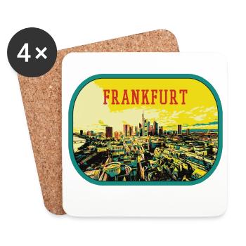 Farbenfroher Panoramablick auf die Stadt Frankfurt - Untersetzer (4er-Set) - Weiß - Vorne