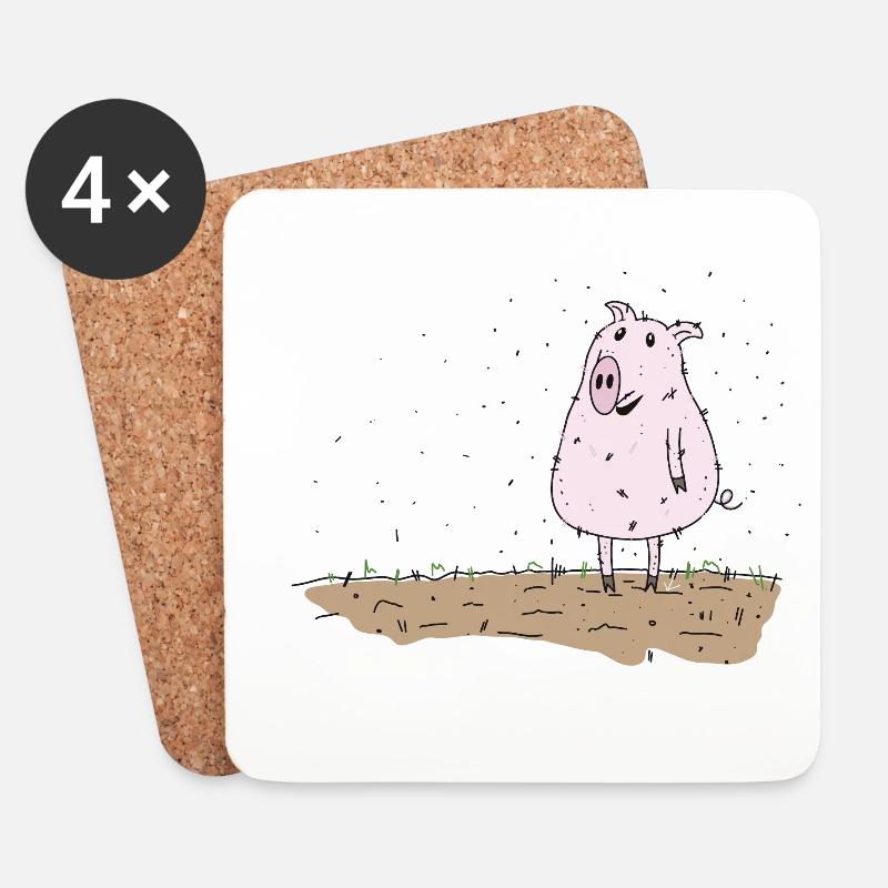 my english is under all pig lustiger spruch - Untersetzer (4er-Set) - Weiß