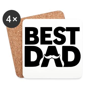 Best Dad – Design Cadeau Papa - Dessous de verre (lot de 4) - blanc - Devant