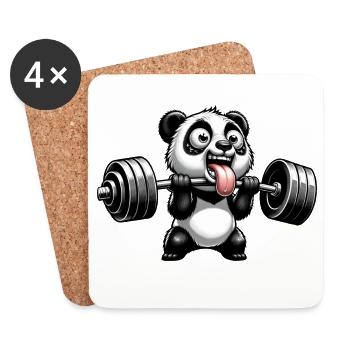 Panda Workout Musculation Haltérophile Drôle - Dessous de verre (lot de 4) - blanc - Devant