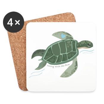 Tortue du cœur : Rivière de la Tranquillité - Dessous de verre (lot de 4) - blanc - Devant