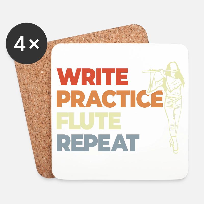 Write Practice Flute Repeat - Untersetzer (4er-Set) - Weiß