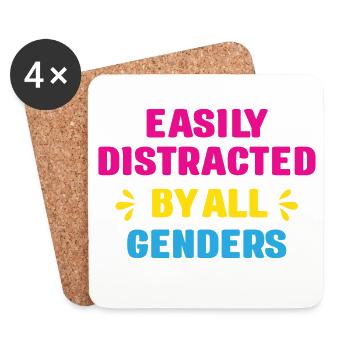 LGBT Pride Month - Easily Distracted By All Gender - Coasters (set of 4) - white - Front