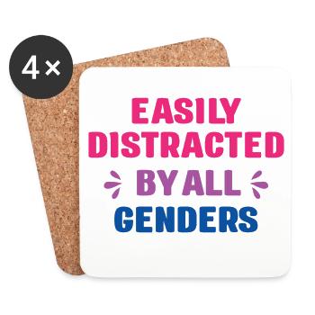 LGBT Pride Month - Easily Distracted By All Gender - Coasters (set of 4) - white - Front