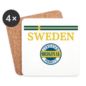 Drapeau de la Suède - Dessous de verre (lot de 4) - blanc - Devant
