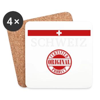 Drapeau de la Suisse, fierté suisse - Dessous de verre (lot de 4) - blanc - Devant