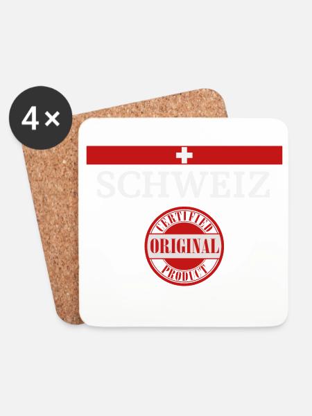Flagge der Schweiz, Schweizer Stolz - Untersetzer (4er-Set) - Weiß