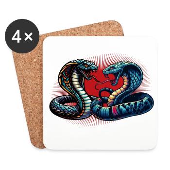 motif serpent Cobra dynamique et coloré - Dessous de verre (lot de 4) - blanc - Devant