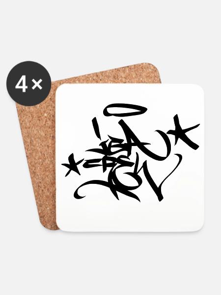 Graffiti Tag JGA Crew Angel 02 1C - Coasters (set of 4) - white
