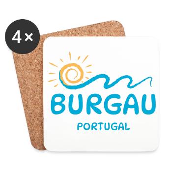 Burgau Portugal-Vibrant Coastal Wave Design  - Coasters (set of 4) - white - Front