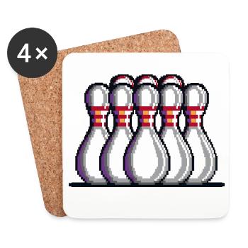 Pixel Bowling Pins - Untersetzer (4er-Set) - Weiß - Vorne