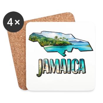 Aquarell Landkarte Jamaica - Untersetzer (4er-Set) - Weiß - Vorne