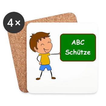 Einschulung ABC Schütze - Untersetzer (4er-Set) - Weiß - Vorne