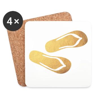Latschen Flip Flops Gold Glamping Luxus Strand - Untersetzer (4er-Set) - Weiß - Vorne