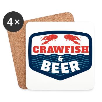 Crawfish & Beer – Maritimer Genussmoment - Untersetzer (4er-Set) - Weiß - Vorne