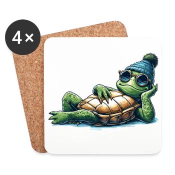 Cadeau Chill Toad Turtle Cool Chill - Dessous de verre (lot de 4) - blanc - Devant
