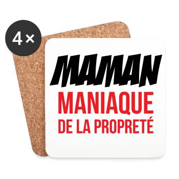 Maman maniaque de la propreté ! - Dessous de verre (lot de 4) - blanc - Devant