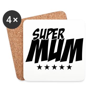 Super Maman - Fête des Mères - Dessous de verre (lot de 4) - blanc - Devant