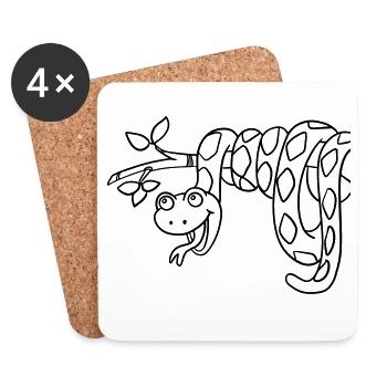 Snake Kawaii coloring page hand-illustrated - Coasters (set of 4) - white - Front