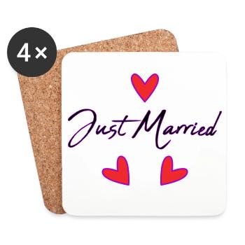 GERADE VERHEIRATET. Junggesellinnenabschied. VALENTINSTAG. PAAR - Untersetzer (4er-Set) - Weiß - Vorne