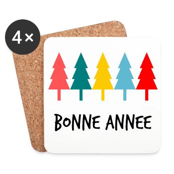 BONNE ANNEE. SAINT SYLVESTRE. MEILLEURS VOEUX - Dessous de verre (lot de 4) - blanc - Devant