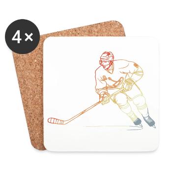 Eishockeyspieler Skizze Vintage - Untersetzer (4er-Set) - Weiß - Vorne