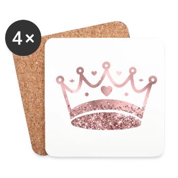 Königin/König Krone Glitter personalisierbar - Untersetzer (4er-Set) - Weiß - Vorne