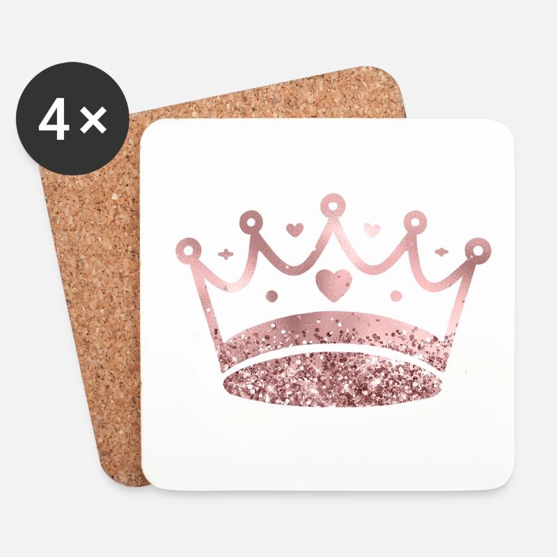 Königin/König Krone Glitter personalisierbar - Untersetzer (4er-Set) - Weiß