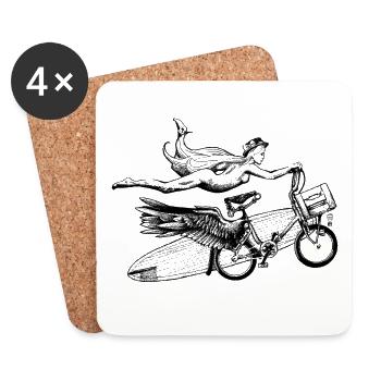 Flying Bike - Coasters (set of 4) - white - Front