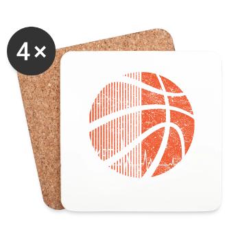 Graphique de battement de cœur de basket-ball - Dessous de verre (lot de 4) - blanc - Devant