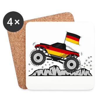Monstertruck Deutschland Flagge - Untersetzer (4er-Set) - Weiß - Vorne