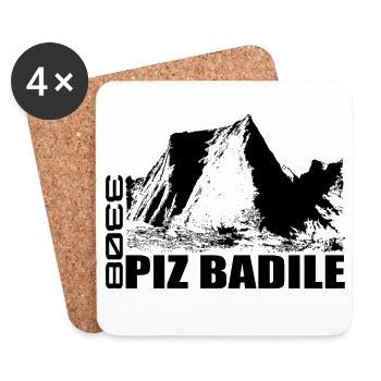 Piz Badile, Montagne, Montagnes, Suisse, Bregaglia, Alpes - Dessous de verre (lot de 4) - blanc - Devant