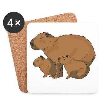Capybara Family Capybara - Coasters (set of 4) - white - Front