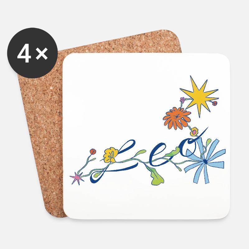 Leo – Kreative Sternzeichen-Illustration - Untersetzer (4er-Set) - Weiß