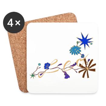 Lion – Signes et fleurs magiques du zodiaque - Dessous de verre (lot de 4) - blanc - Devant