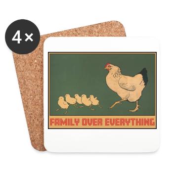 Famille de poulet - Family First Design - Dessous de verre (lot de 4) - blanc - Devant