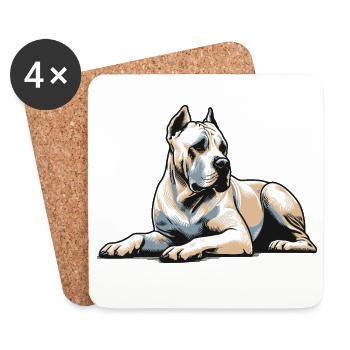 Dogue Argentin - Dessous de verre (lot de 4) - blanc - Devant