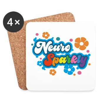 Neuro Sparkly Blume Regenbogen Typografie - Untersetzer (4er-Set) - Weiß - Vorne