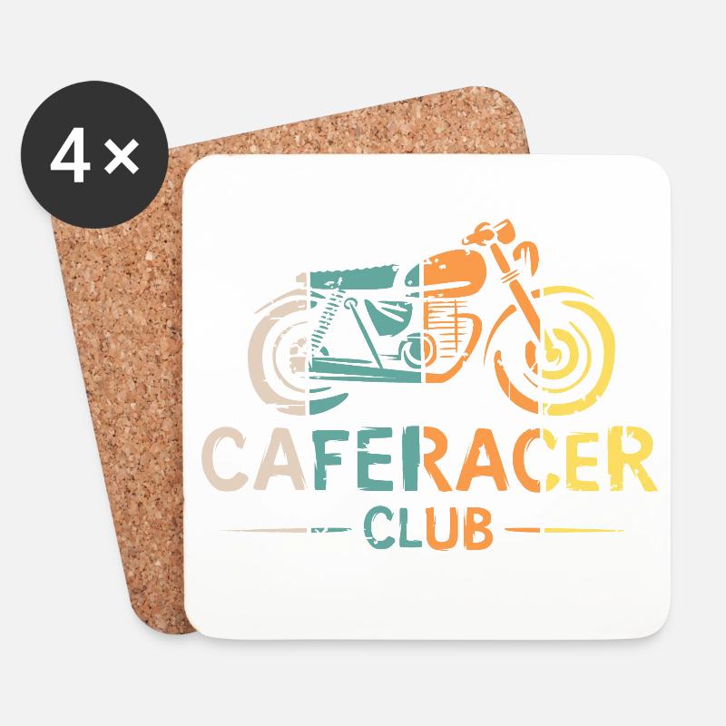 Caferacer retro Optik - Motorrad und Moped Freunde - Untersetzer (4er-Set) - Weiß