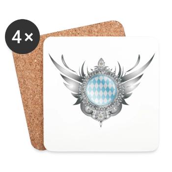Écusson d’aile en argent avec motif en losange - Dessous de verre (lot de 4) - blanc - Devant