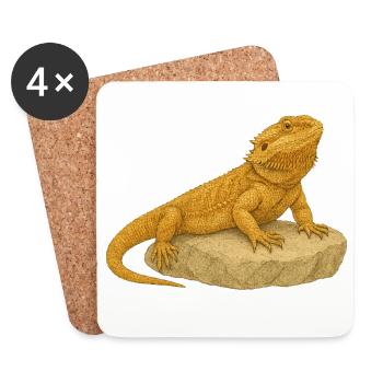 Gecko jaune sur rochers - Dessous de verre (lot de 4) - blanc - Devant